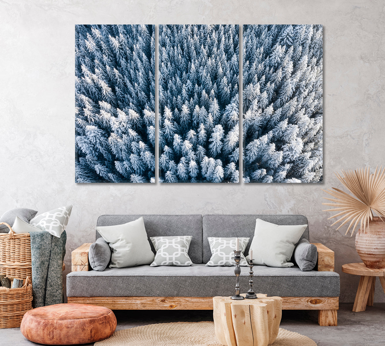 Winter Forest Canvas Print ArtLexy 3 Panels 36"x24" inches 