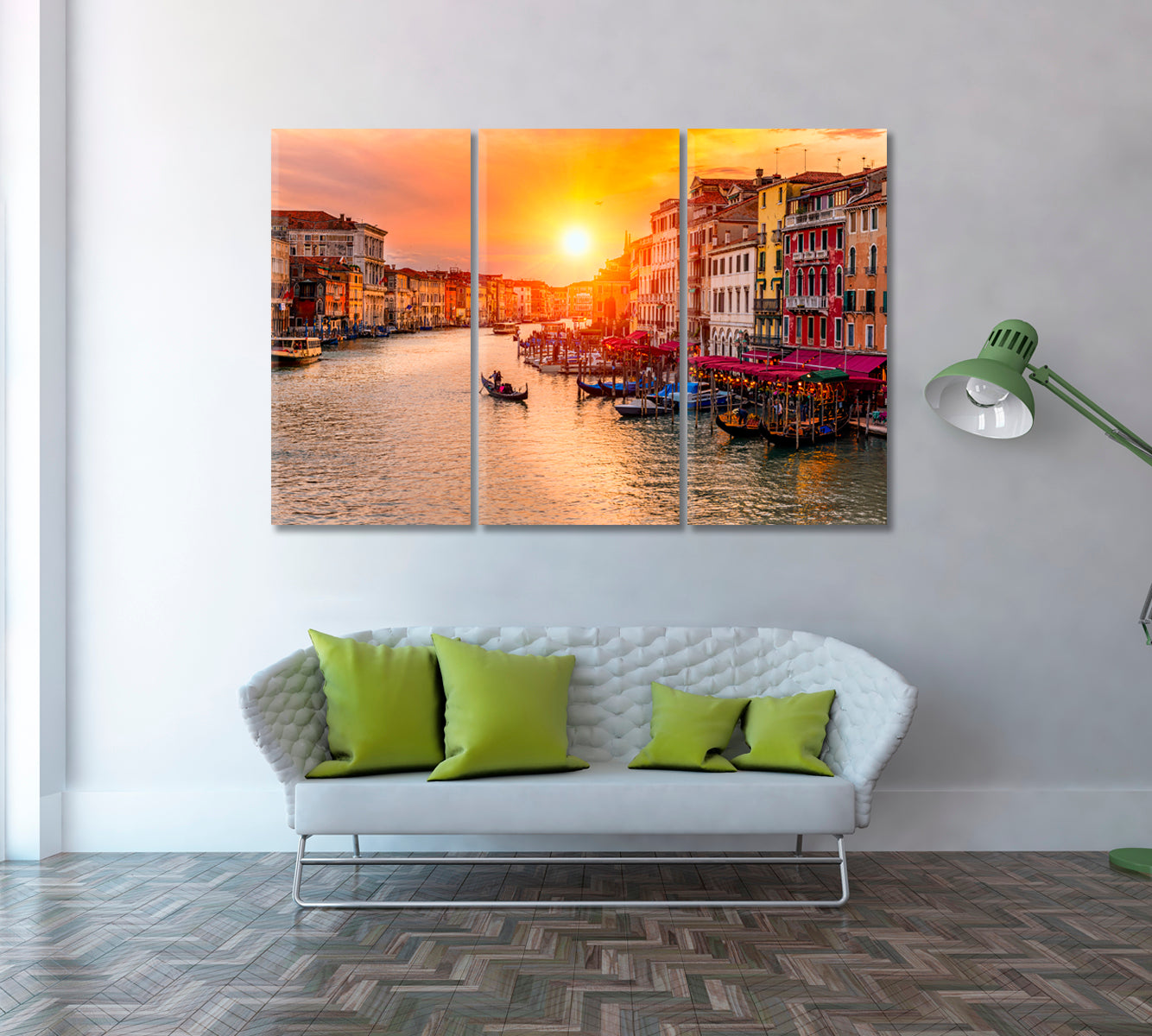 Sunset over Grand Canal Venice Canvas Print ArtLexy 3 Panels 36"x24" inches 