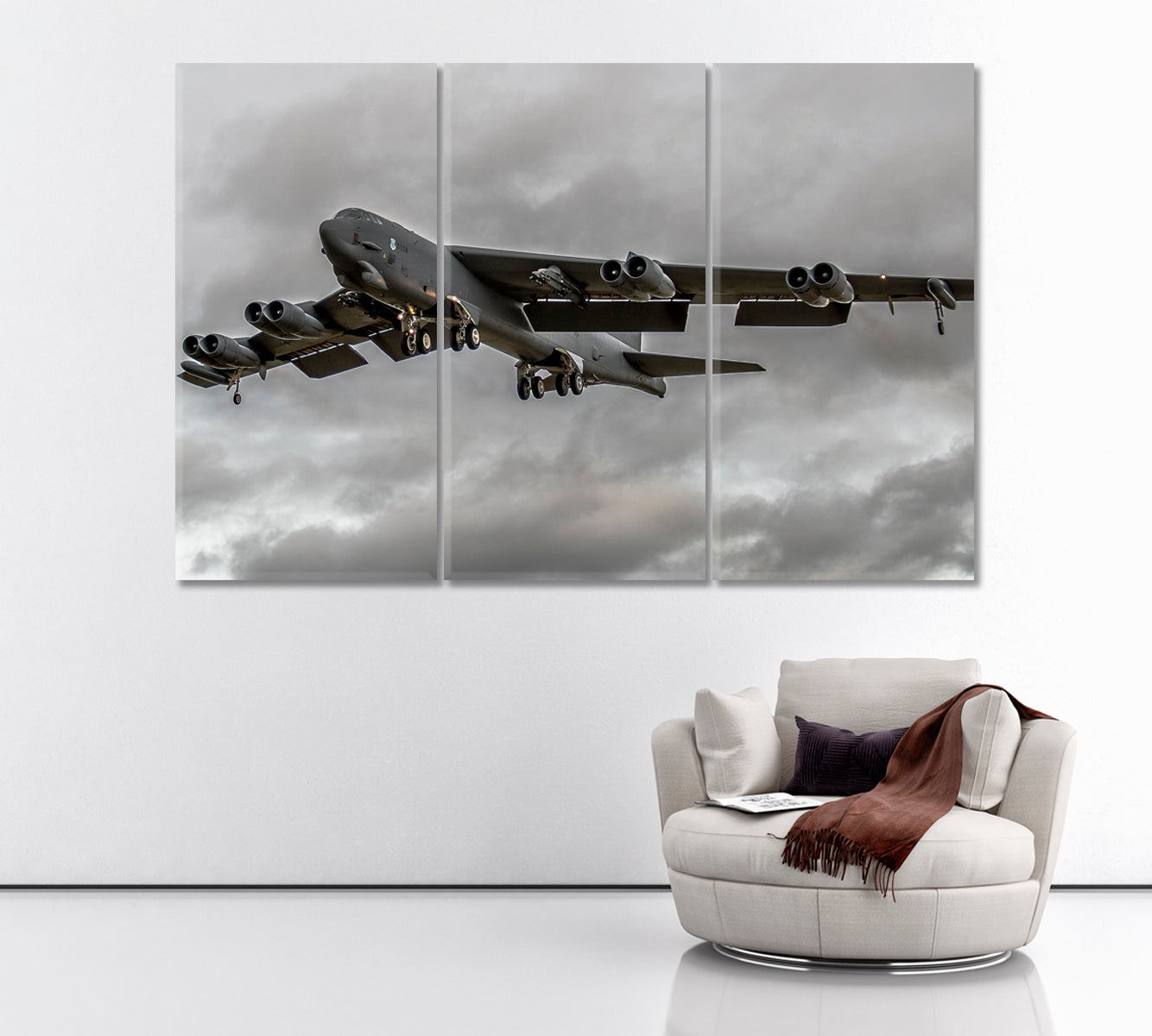 Boeing B-52 Stratofortress Canvas Print ArtLexy 3 Panels 36"x24" inches 