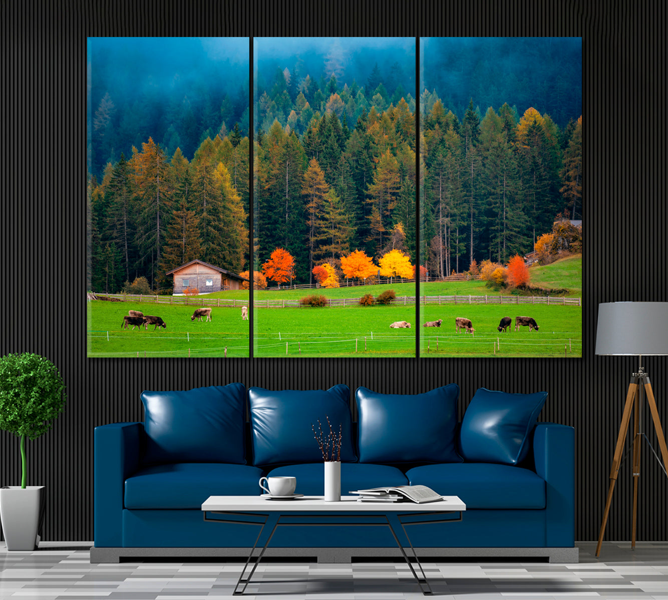 Dolomites Landscape in Northern Italy Canvas Print ArtLexy 3 Panels 36"x24" inches 