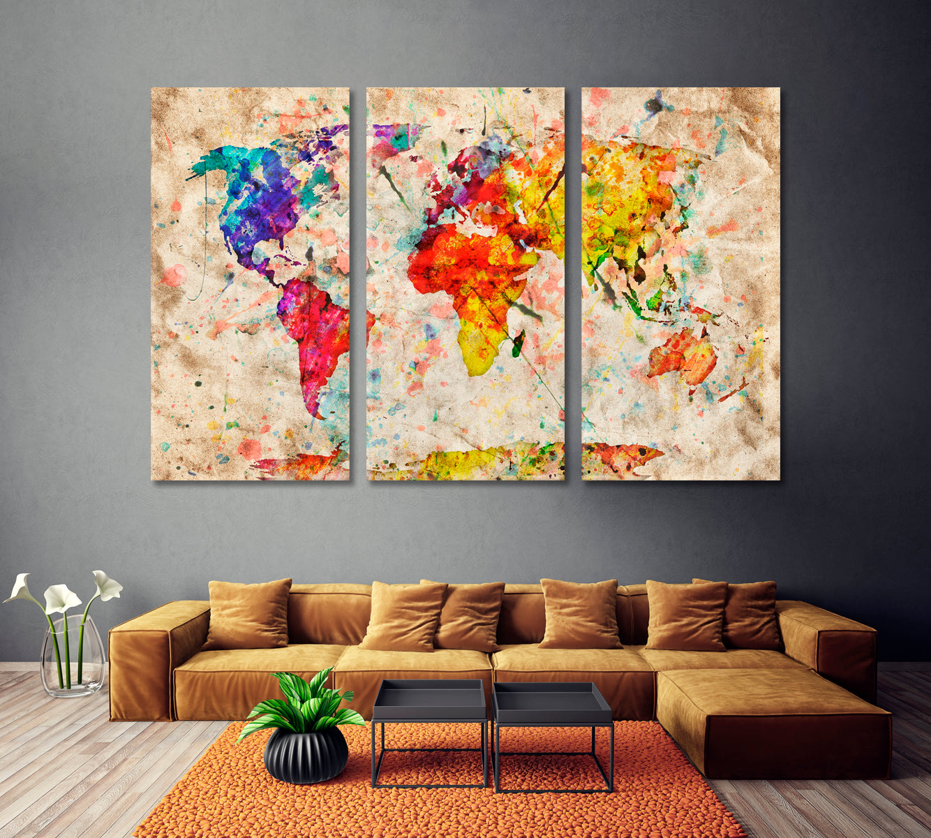 Vintage Colorful World Map Canvas Print ArtLexy   