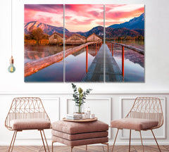 Kochel Lake in Bavarian Alps Germany Canvas Print ArtLexy 3 Panels 36"x24" inches 