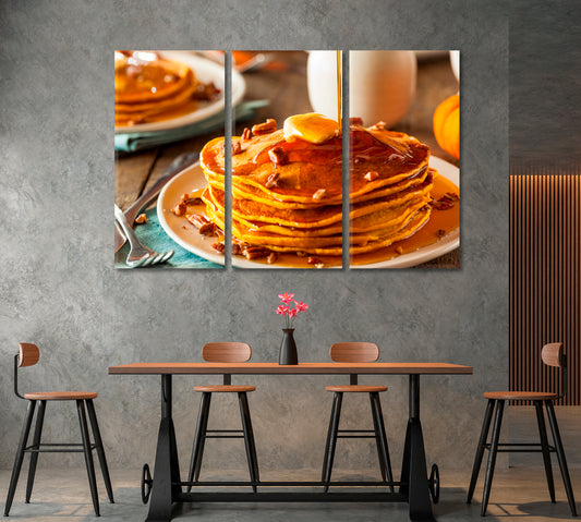 Pumpkin Pancakes with Maple Syrup Canvas Print ArtLexy   