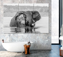 African Bush Elephant Canvas Print ArtLexy 3 Panels 36"x24" inches 
