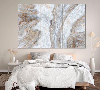 Abstract Marble with Gold Inclusions Canvas Print ArtLexy 3 Panels 36"x24" inches 