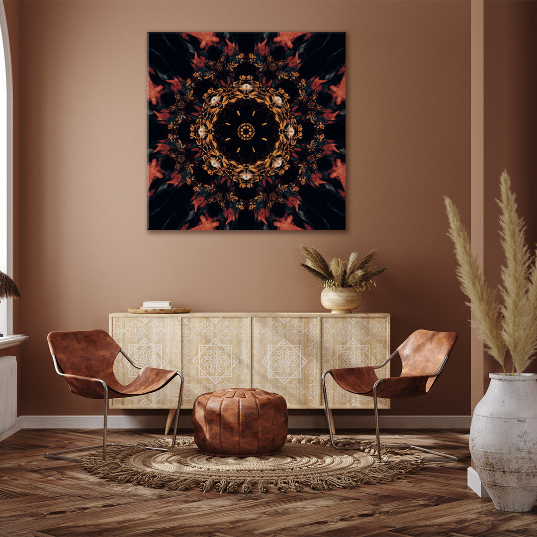 Abstract Floral Kaleidoscope Canvas Print ArtLexy 1 Panel 12"x12" inches 