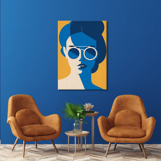 Abstract Woman Portrait with Sunglasses Canvas Print ArtLexy 1 Panel 16"x24" inches 