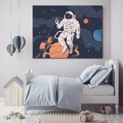 Cosmonaut in Outer Space Canvas Print ArtLexy 1 Panel 24"x16" inches 
