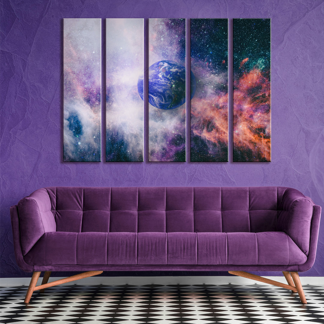 Planet Earth Canvas Print ArtLexy 5 Panels 36"x24" inches 