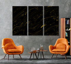 Black and Gold Marble Canvas Print ArtLexy 3 Panels 36"x24" inches 