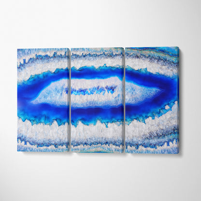 Natural Blue Agate Canvas Print ArtLexy 3 Panels 36"x24" inches 