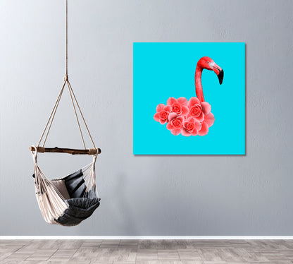 Flamingo with Flowers Canvas Print ArtLexy   