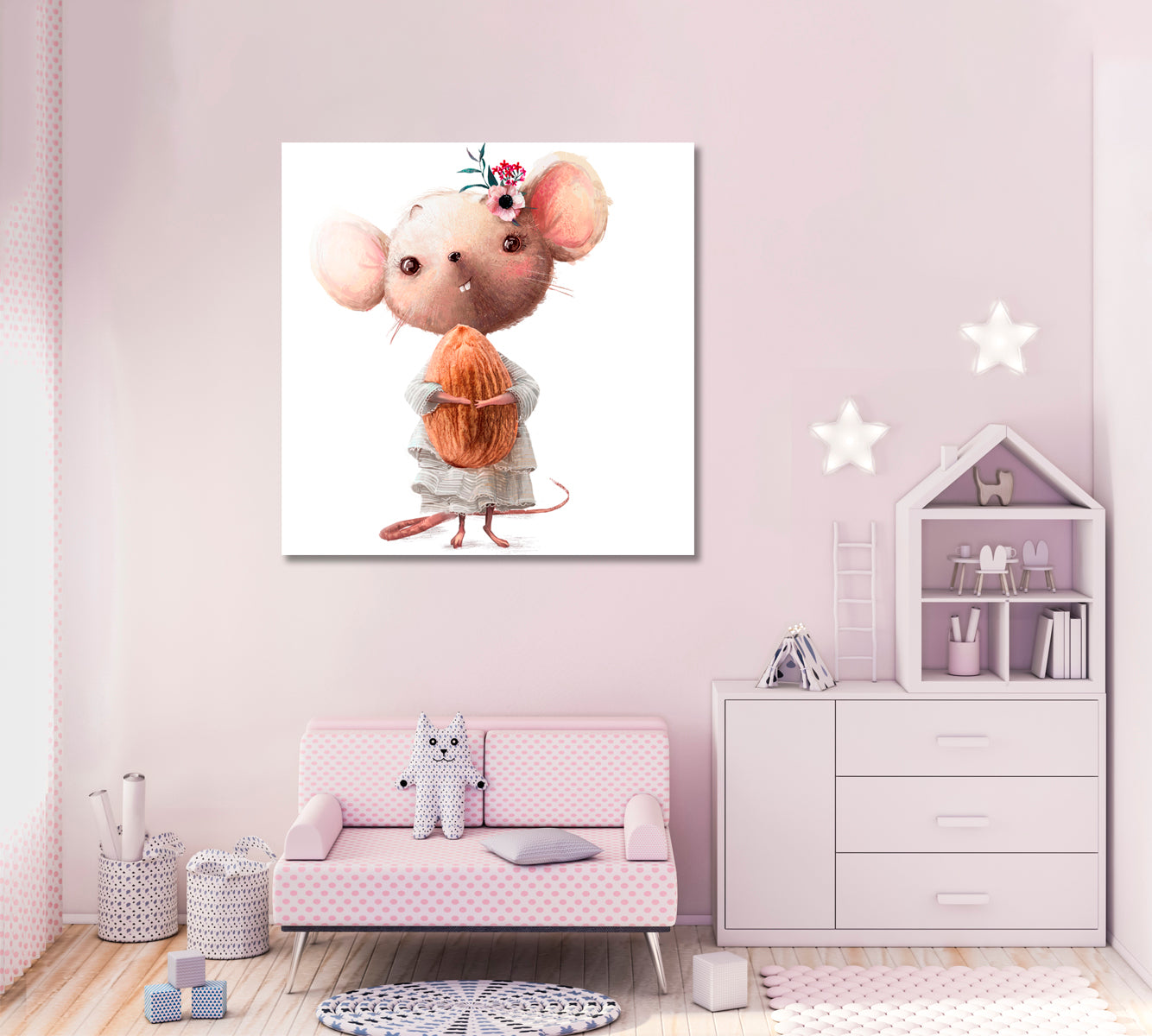 Little Mouse Girl Canvas Print ArtLexy 1 Panel 12"x12" inches 