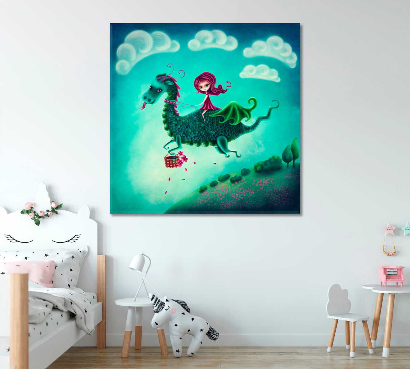 Princess Flies on Dragon Canvas Print ArtLexy   