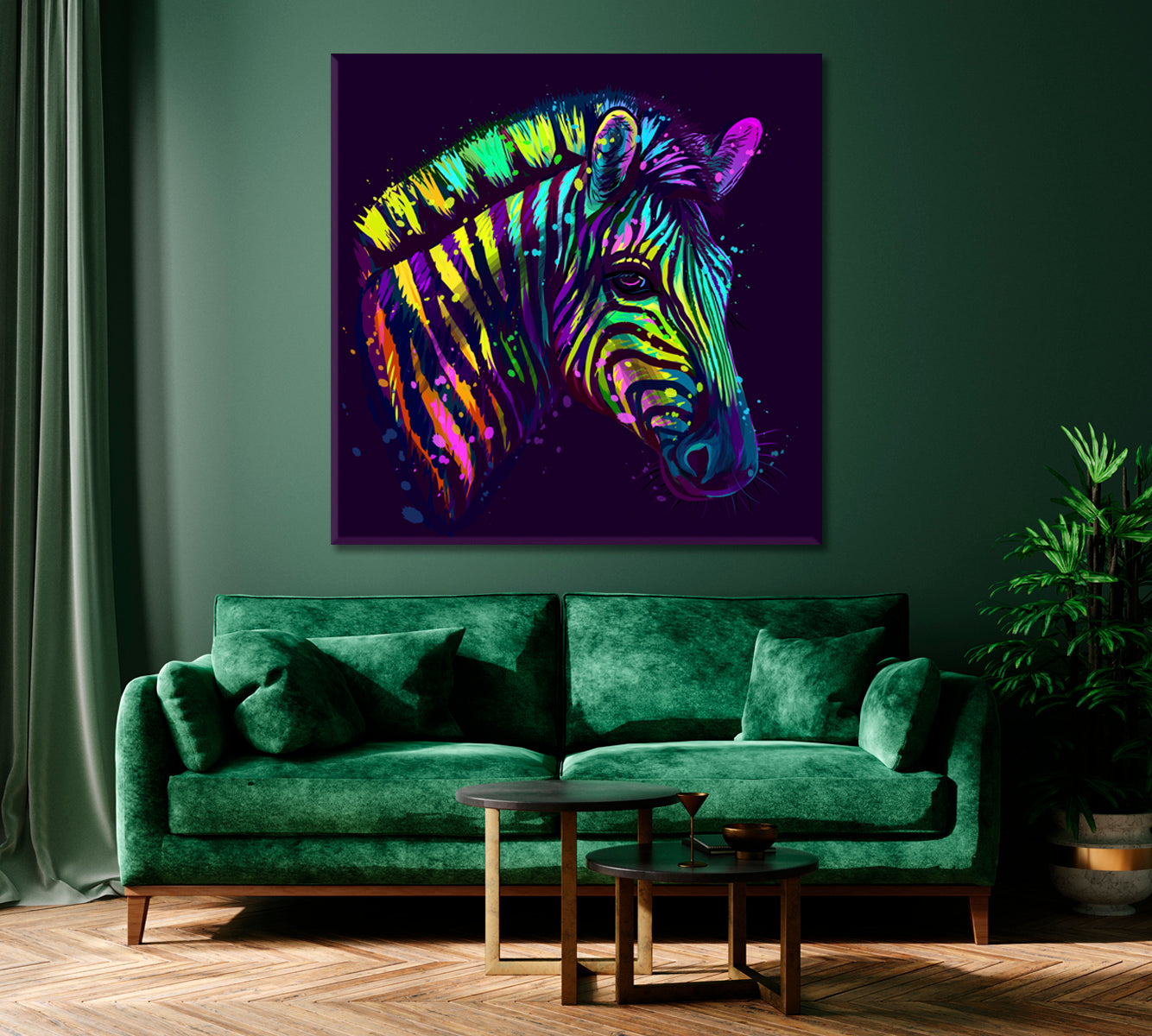 Neon Multicolor Zebra Canvas Print ArtLexy   