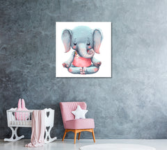 Baby Elephant in Lotus Pose Canvas Print ArtLexy 1 Panel 12"x12" inches 