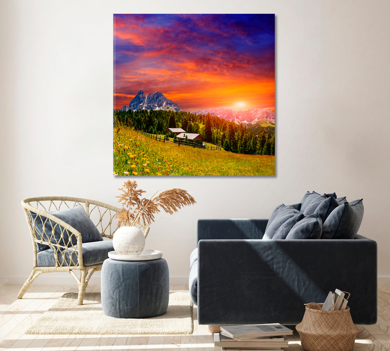 Alps at Sunset Canvas Print ArtLexy 1 Panel 12"x12" inches 