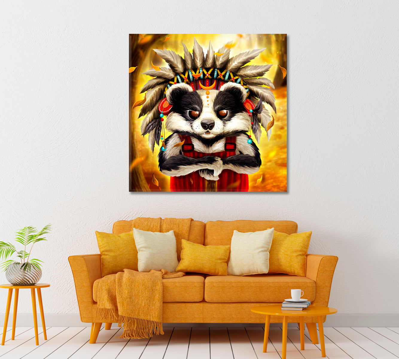 Badger Indian Warrior Canvas Print ArtLexy   