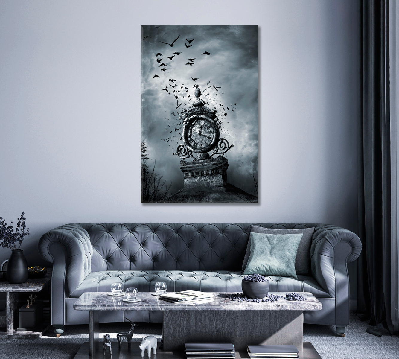 Surrealistic Old Clock. Time is Running Out Canvas Print ArtLexy 1 Panel 16"x24" inches 