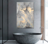 Luxury Liquid Gray Marble with Golden Veins Canvas Print ArtLexy 1 Panel 16"x24" inches 
