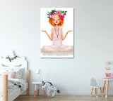 Cartoon Girl in Yoga Lotus Pose Canvas Print ArtLexy   