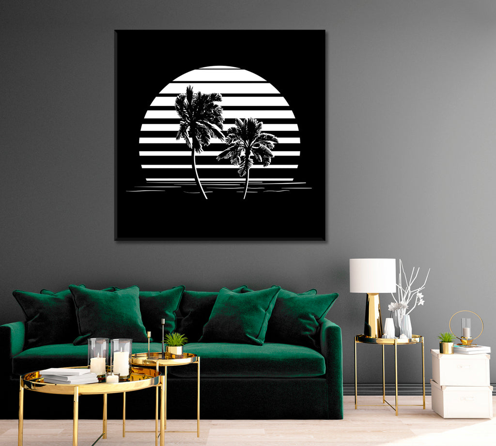 Palm Trees in Black and White Canvas Print ArtLexy   