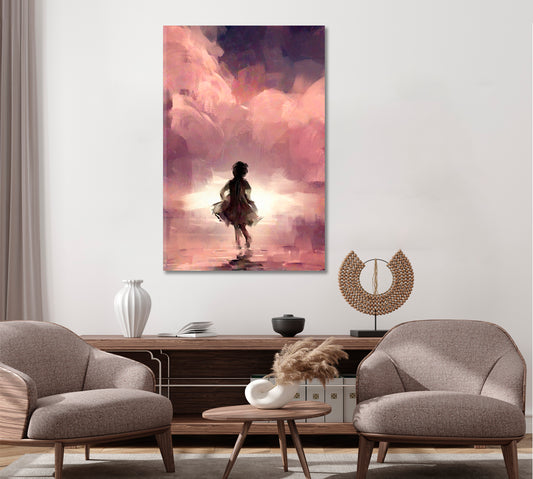 Girl Running at Sunset Canvas Print ArtLexy 1 Panel 16"x24" inches 