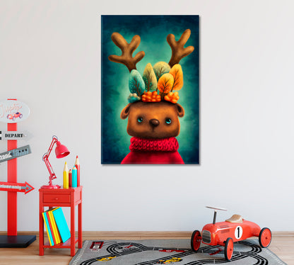 Cute Reindeer in Sweater Canvas Print ArtLexy   