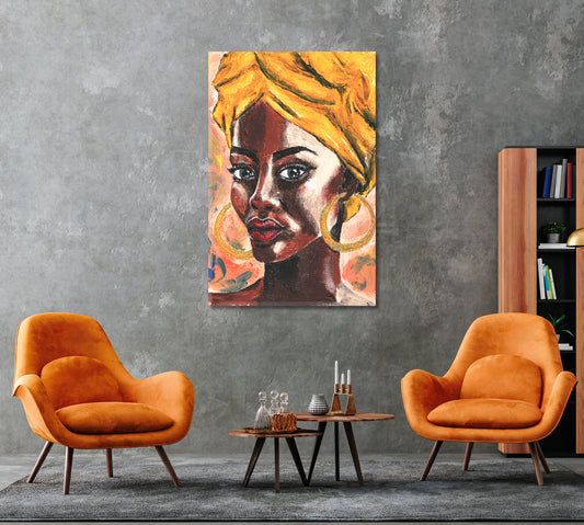 African Woman in Turban Canvas Print ArtLexy 1 Panel 16"x24" inches 