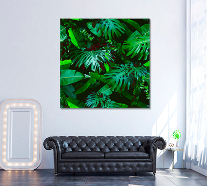 Green Tropical Palm Leaves Canvas Print ArtLexy   