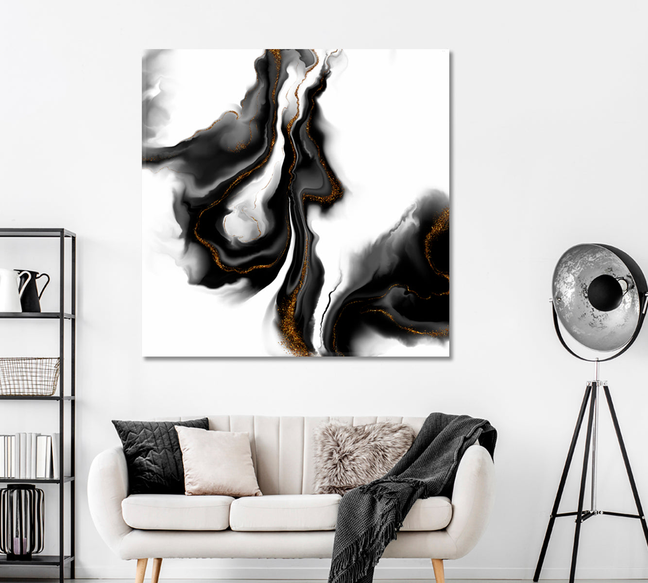 Luxury Creative Black Abstract Pattern Canvas Print ArtLexy 1 Panel 12"x12" inches 