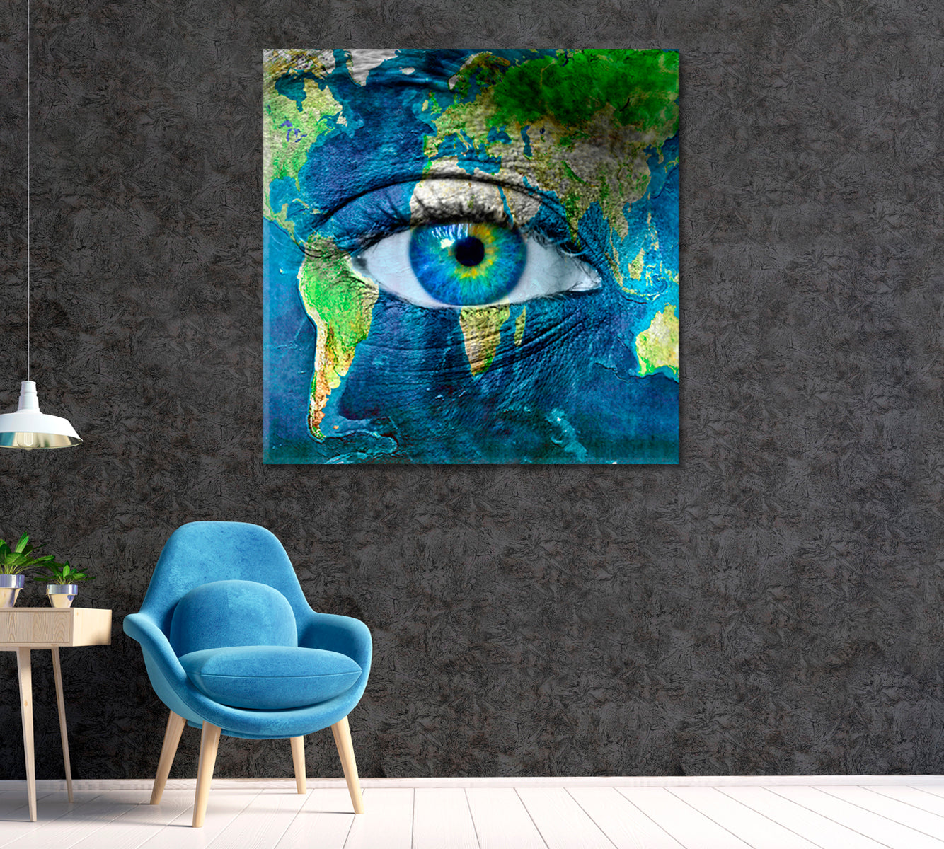 Planet Earth and Human Eye Canvas Print ArtLexy 1 Panel 12"x12" inches 