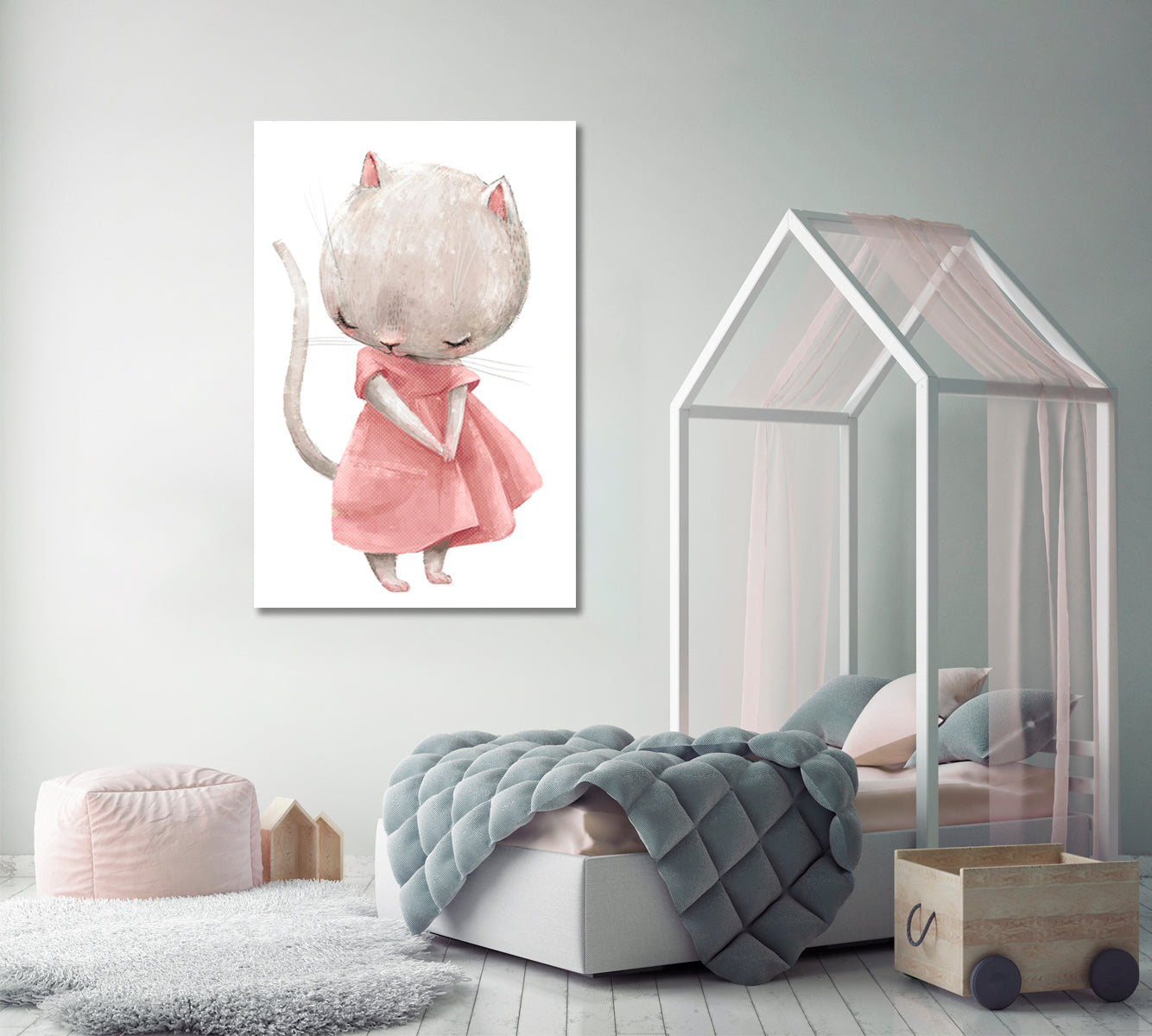 Little Kitten Girl Canvas Print ArtLexy   