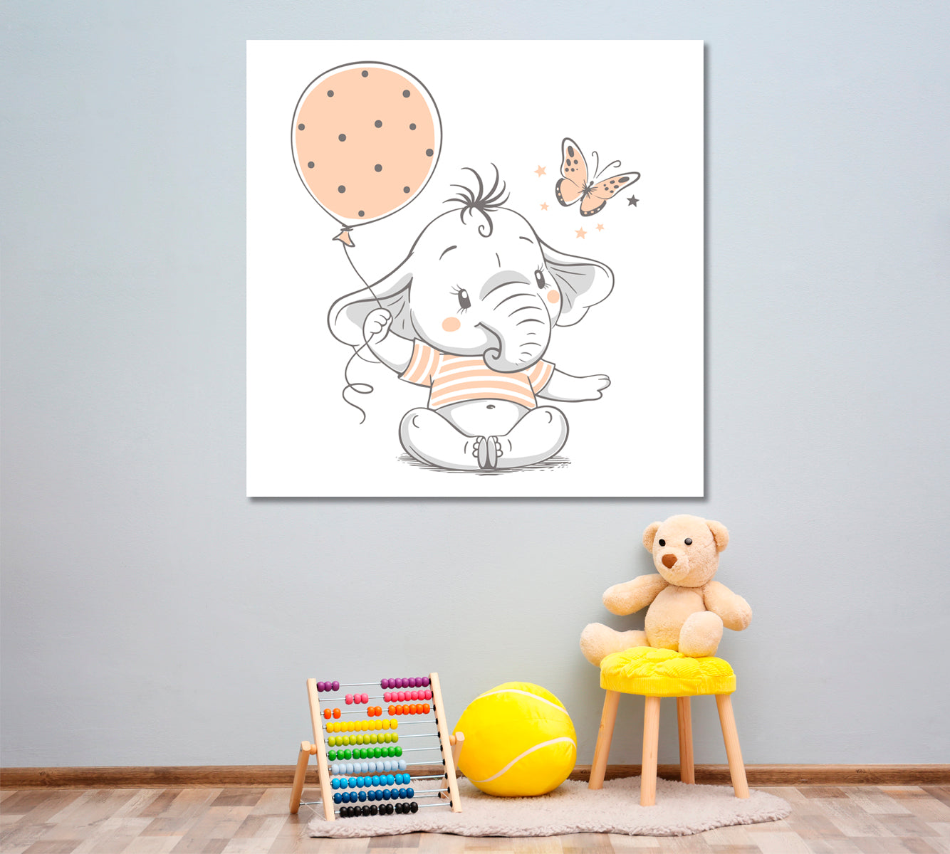 Baby Elephant with Balloon Canvas Print ArtLexy   