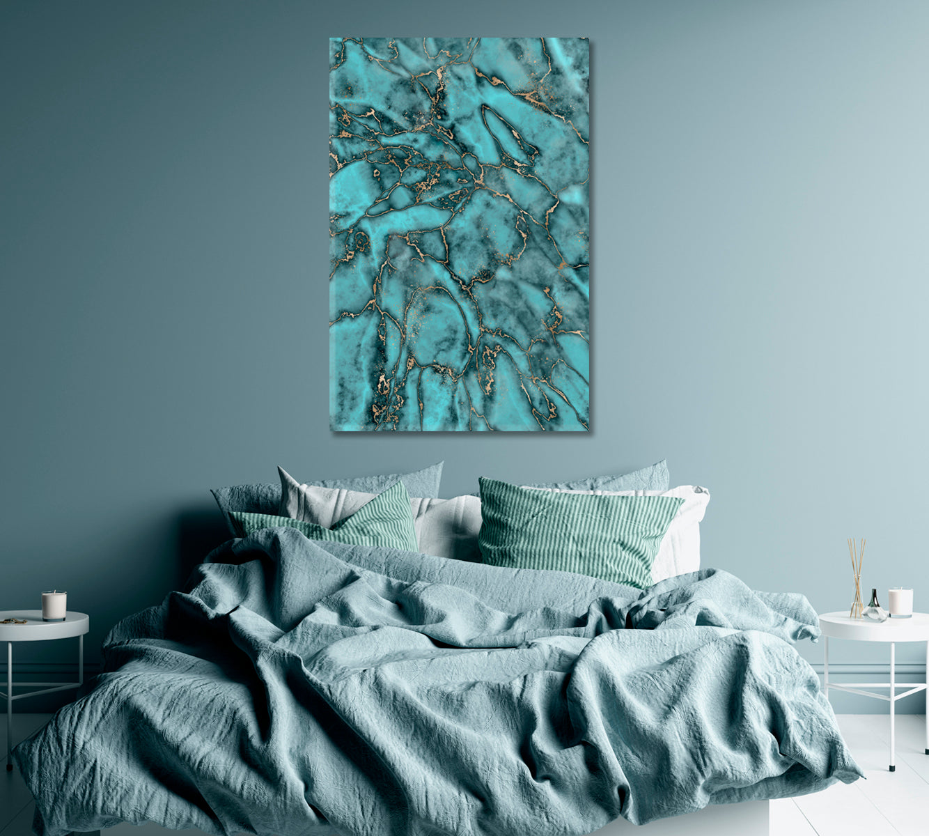 Abstract Turquoise Marble with Gold Veins Canvas Print ArtLexy   