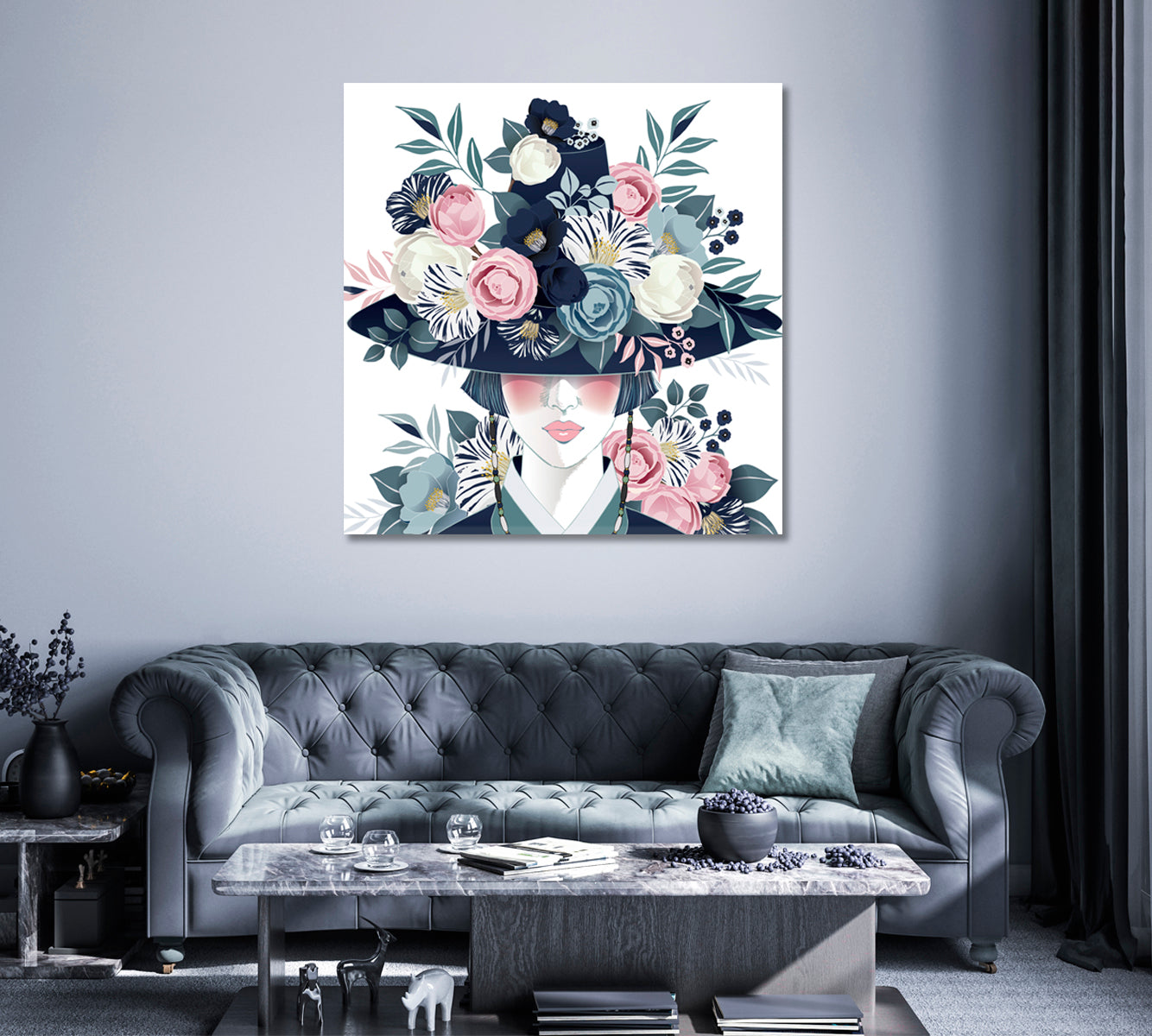 Woman with Flowers Canvas Print ArtLexy 1 Panel 12"x12" inches 