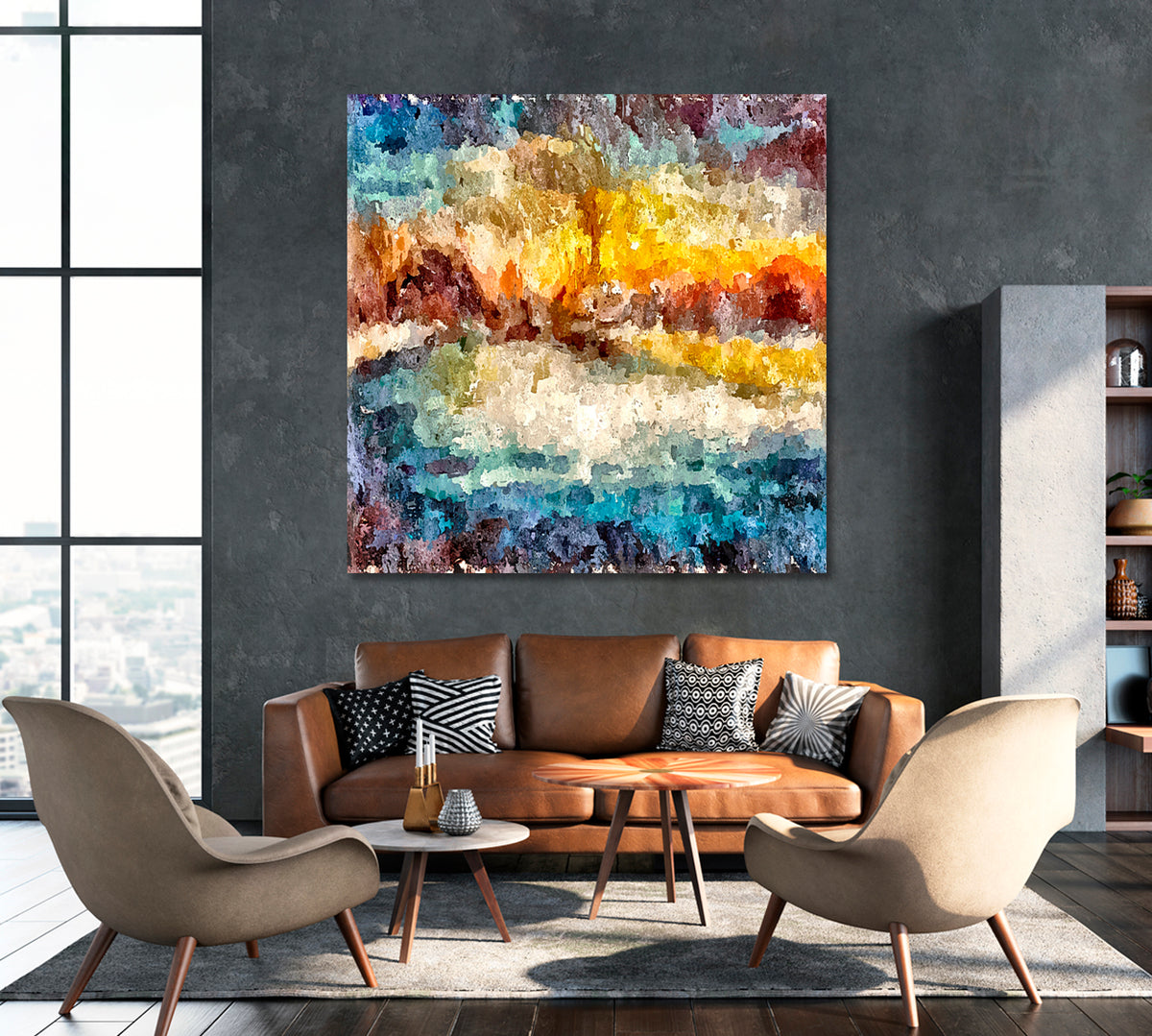Abstract Colorful Chaotic Brush Strokes Canvas Print ArtLexy 1 Panel 12"x12" inches 