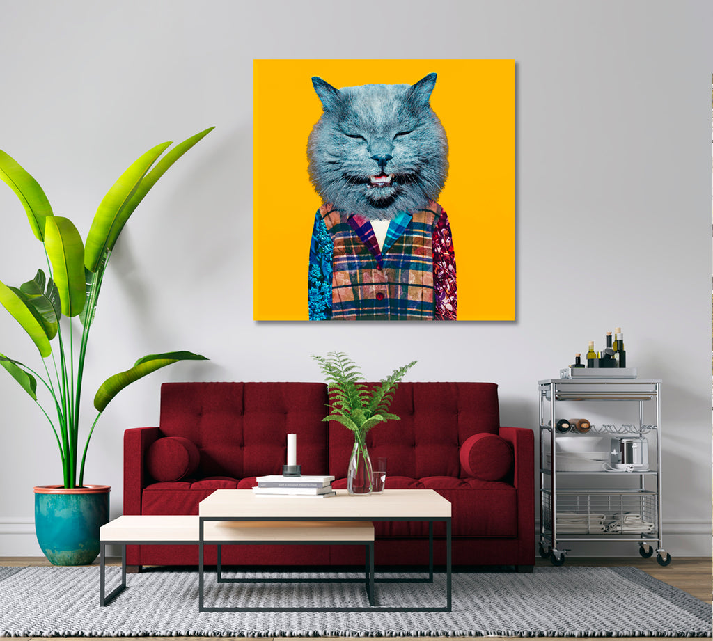 Modern Funny Art Cat in Suit Canvas Print ArtLexy   