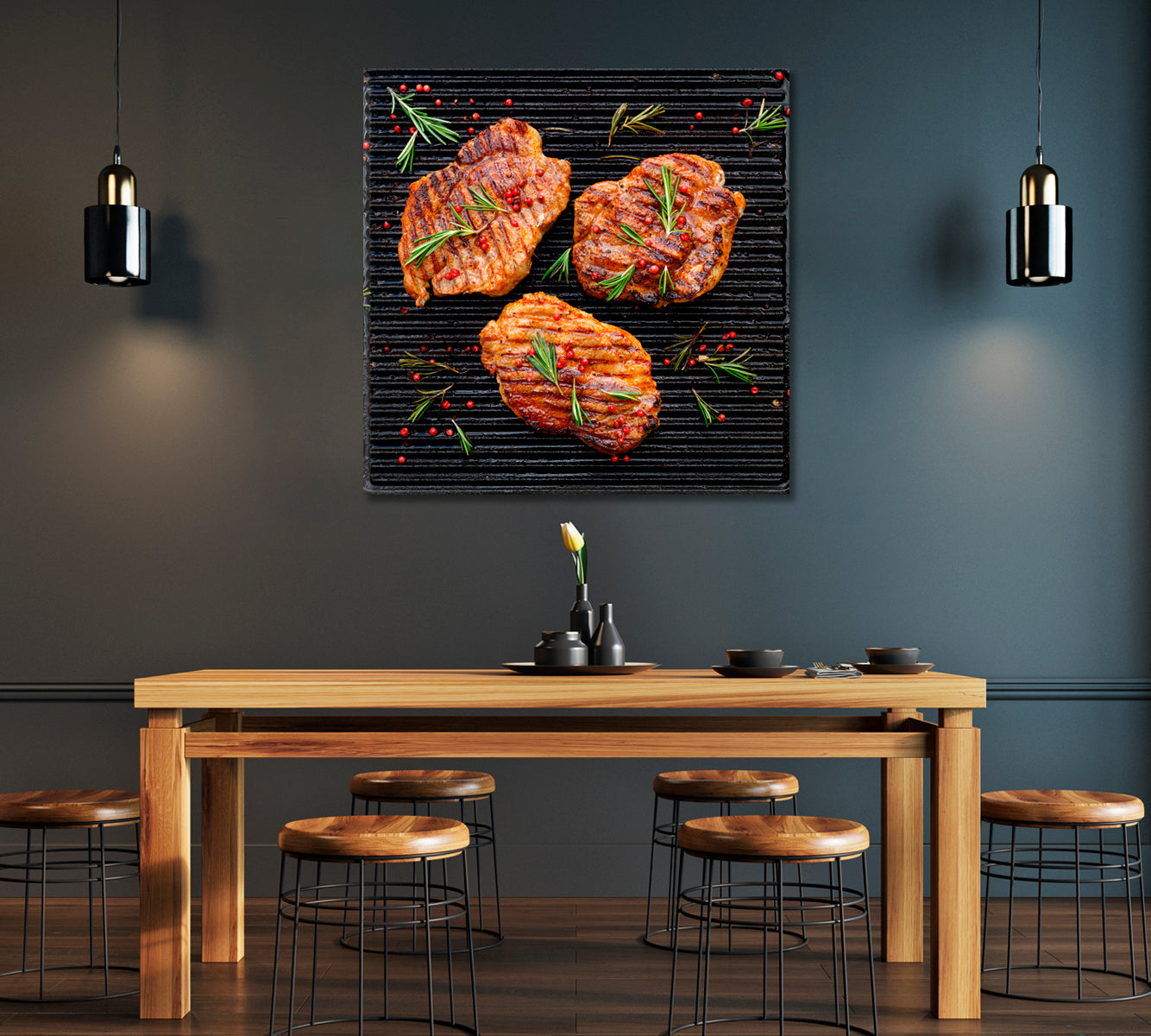 Grilled Pork Steaks Canvas Print ArtLexy   