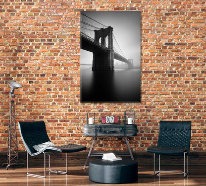 Brooklyn Bridge in Foggy Day Canvas Print ArtLexy 1 Panel 16"x24" inches 