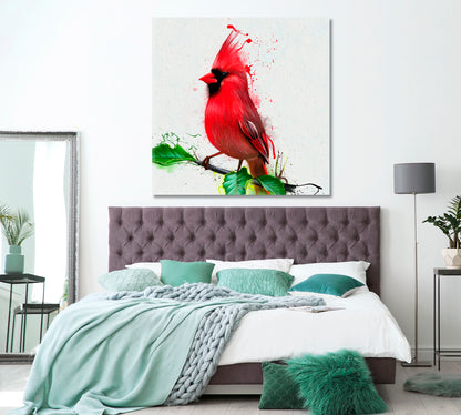 Northern Cardinal Bird Canvas Print ArtLexy 1 Panel 12"x12" inches 