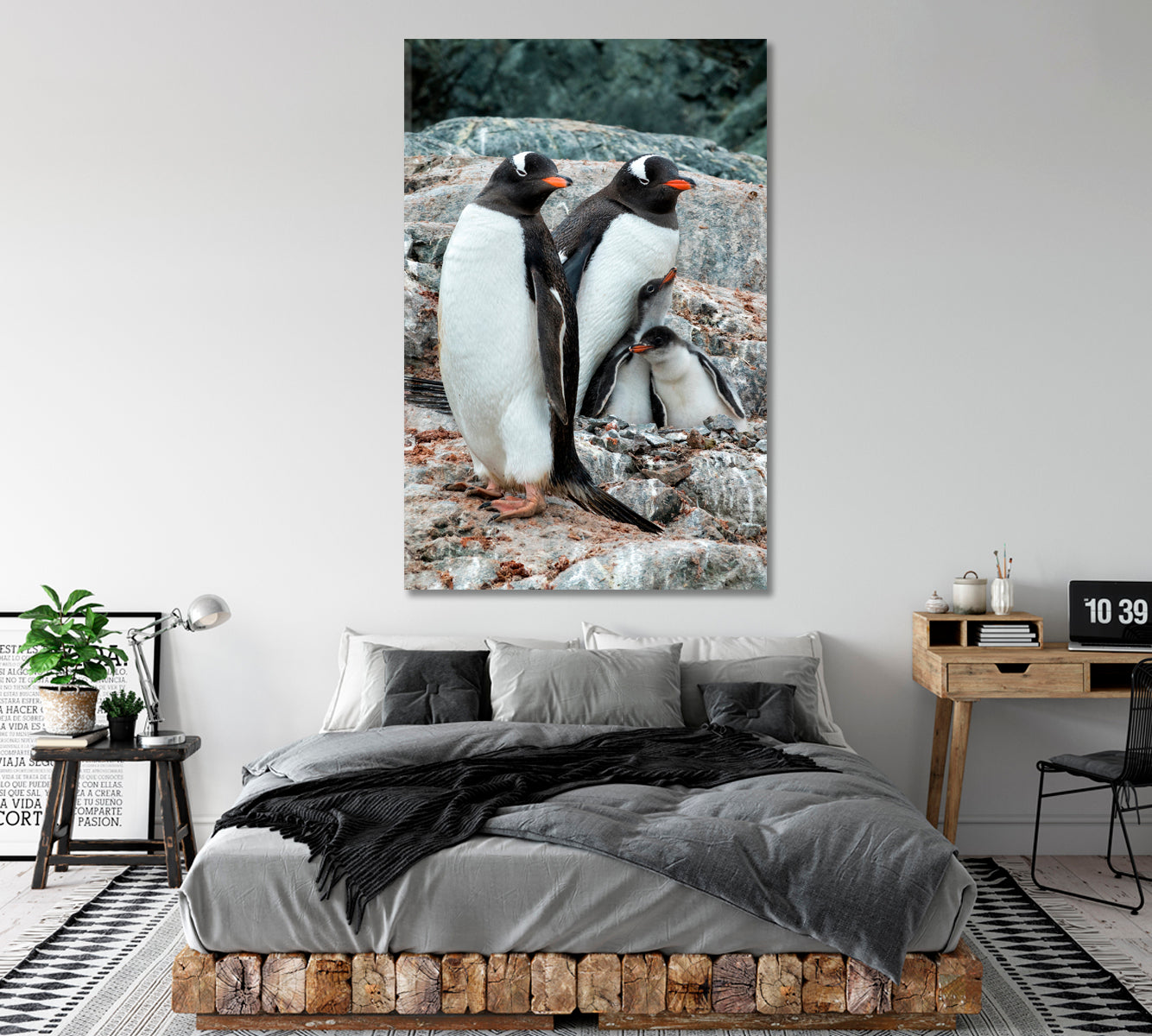 Gentoo Penguin Family Canvas Print ArtLexy 1 Panel 16"x24" inches 
