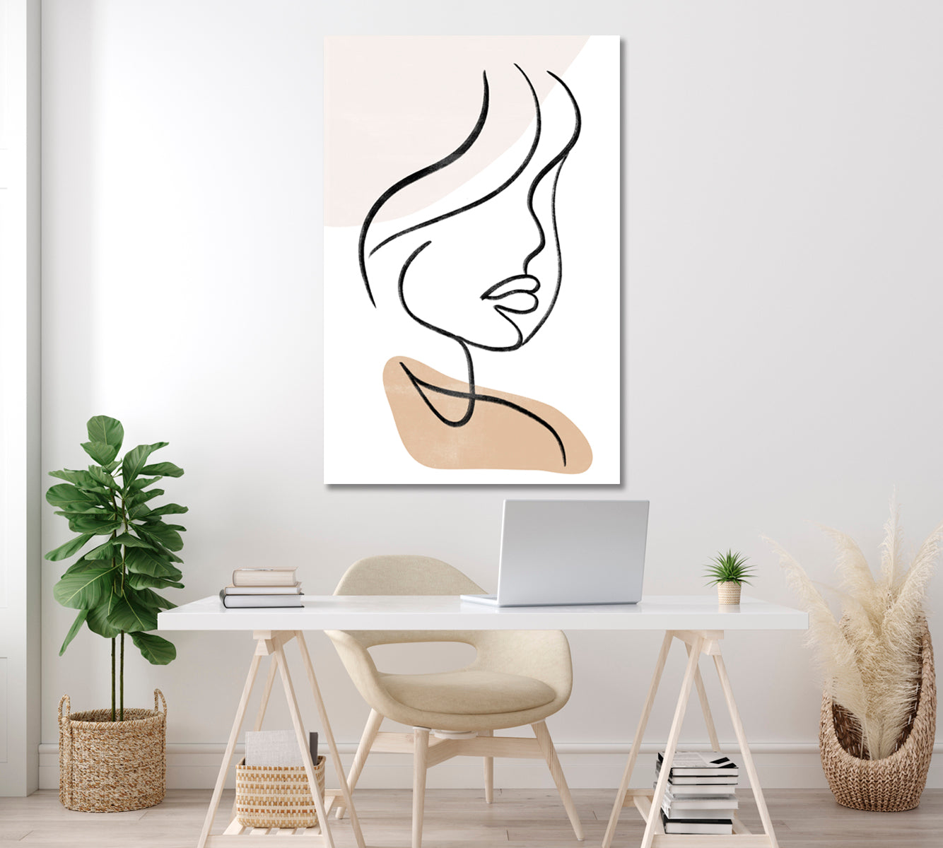 Minimalist Abstract Line Portrait Canvas Print ArtLexy 1 Panel 16"x24" inches 