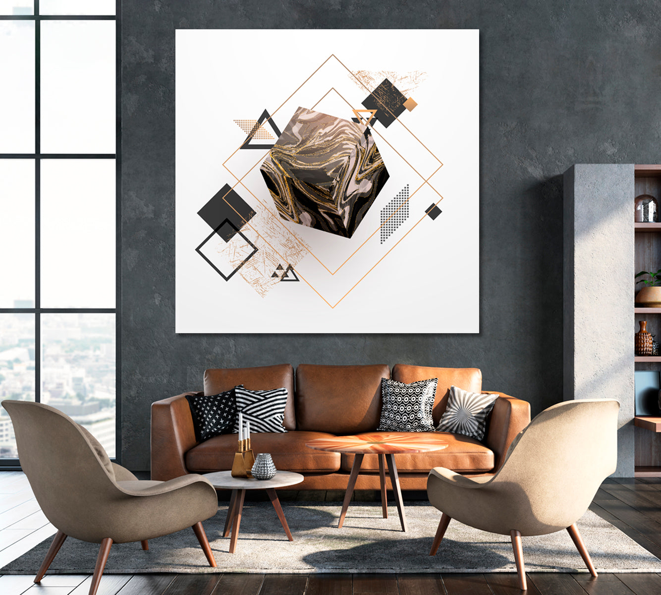 Cube with Marble Pattern Canvas Print ArtLexy   