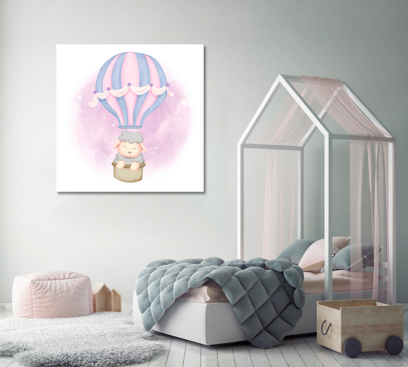 Baby Sheep in Balloon Canvas Print ArtLexy   