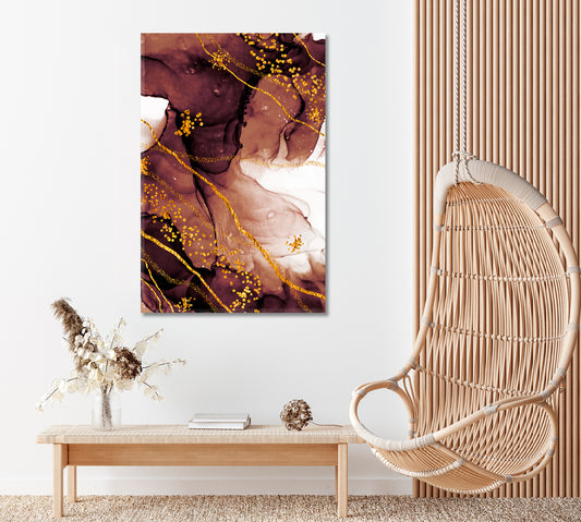 Abstract Painting with Golden Swirls Canvas Print ArtLexy 1 Panel 16"x24" inches 