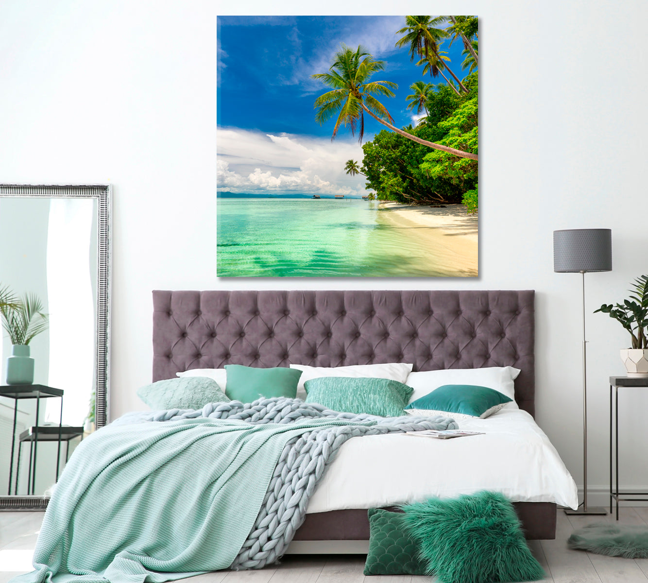 Tropical Island with Palm Trees Canvas Print ArtLexy   