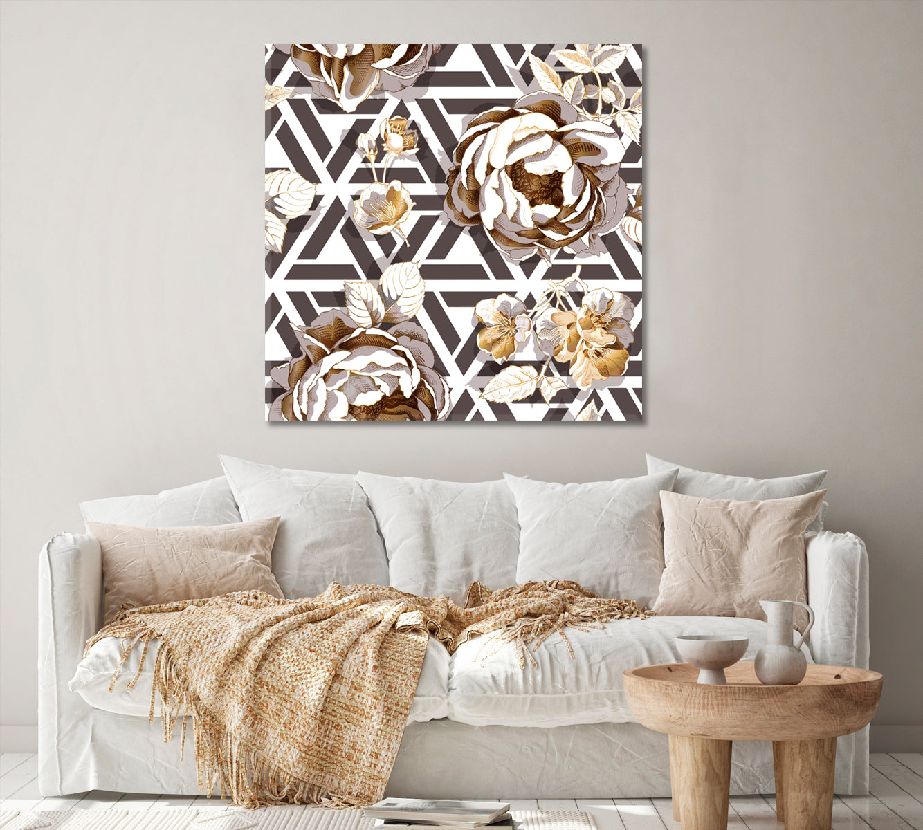 Peony and Cherry Flowers Canvas Print ArtLexy   