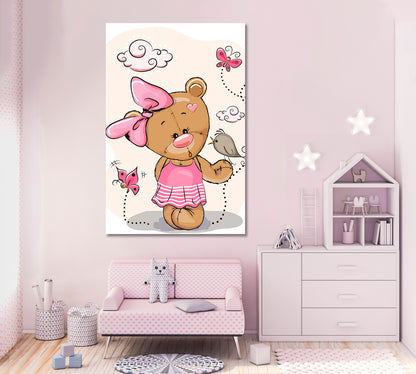 Cute Teddy Bear Girl Canvas Print ArtLexy   