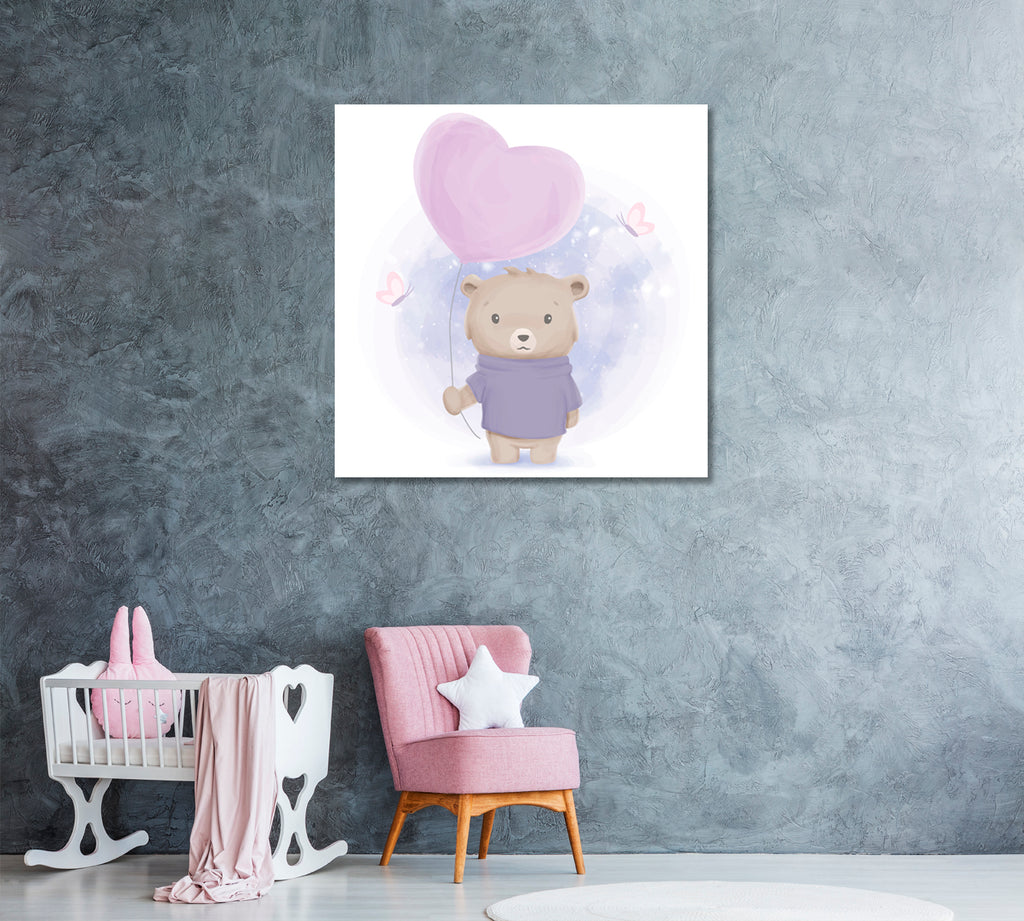 Bear Boy with Balloon Canvas Print ArtLexy   